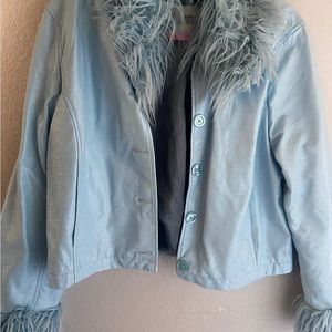 Urban Outfitters - Blue Faux Leather Jacket